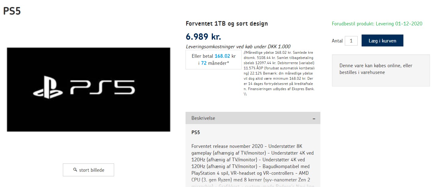 丹麦零售商疑泄露PS5售价及发售日期：约合人民币7330元 1%title%