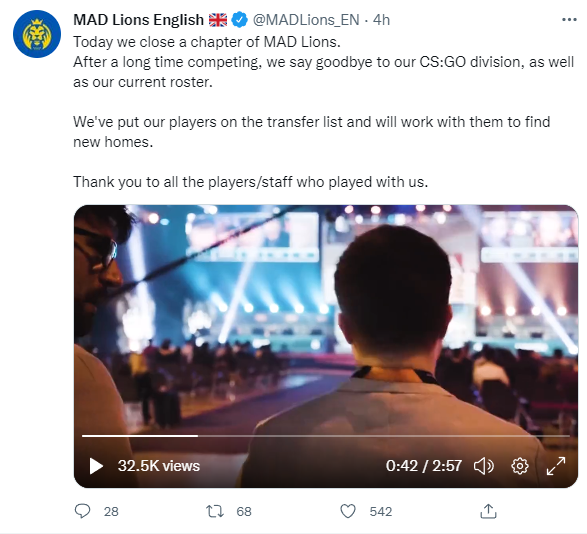 【CS:GO】MAD Lions宣布关闭旗下CSGO分部-第1张