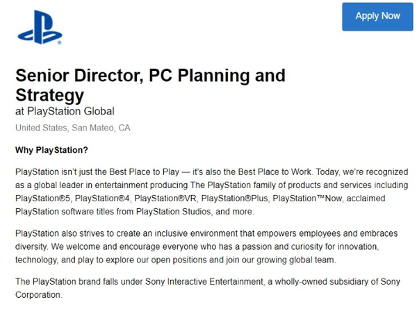 【PC游戏】PlayStation正计划招聘PC规划和战略高级主管-第1张