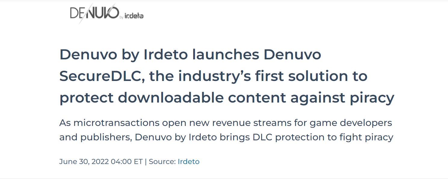 【PC游戏】Denuvo推新一代D加密技术：专用于游戏DLC反破解！-第1张