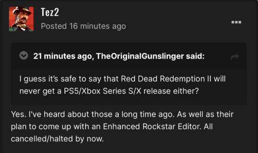 《大镖客2》被曝取消次世代升级，玩家不满R星区别对待-第0张