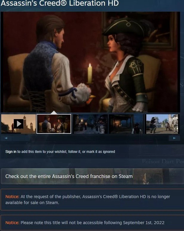 《刺客3解放HD》Steam版9月下架 之後仍可繼續遊玩