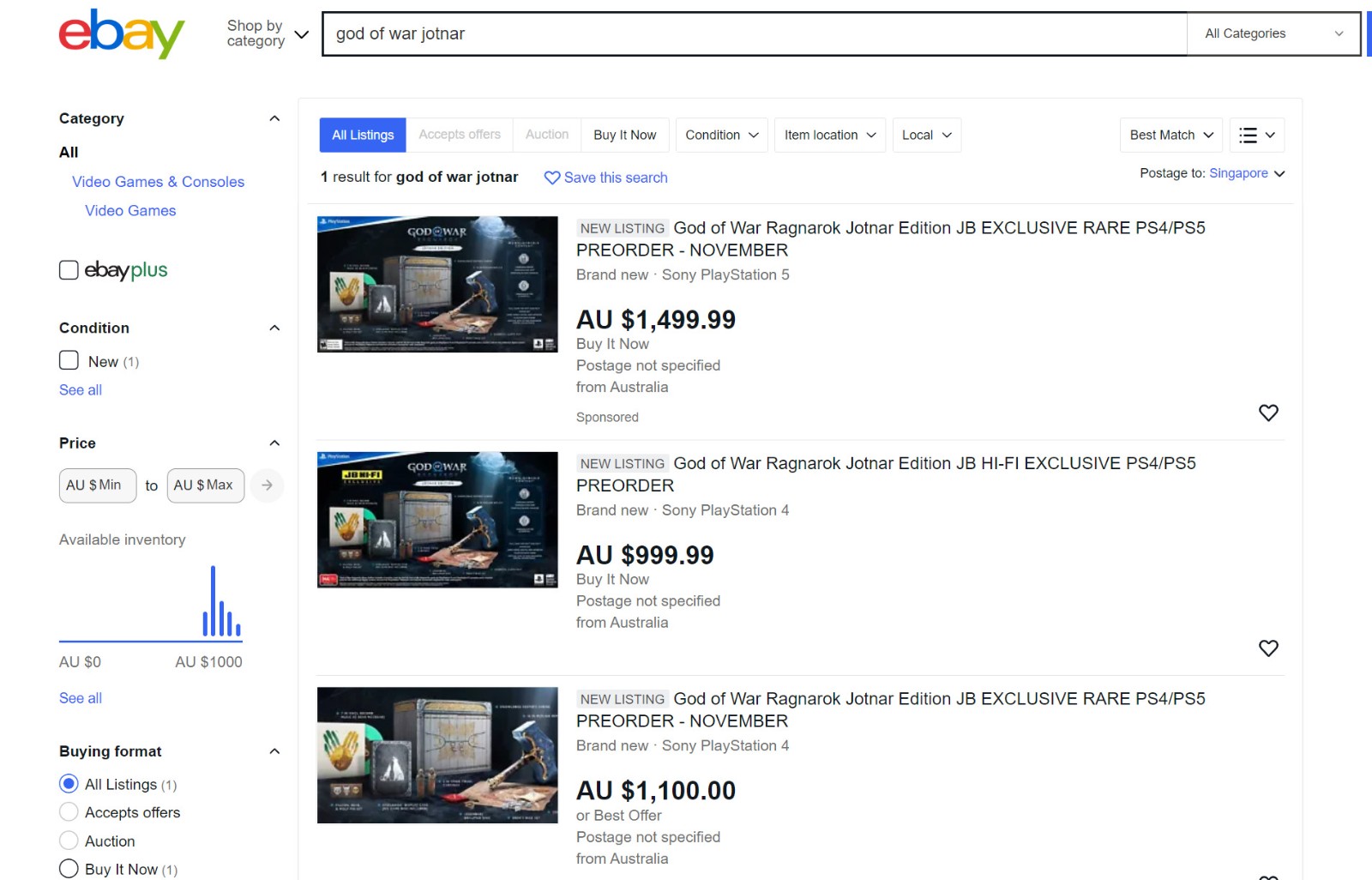 【PC遊戲】已經開始炒了《戰神5》巨人版Ebay價格已是零售價的3倍-第1張