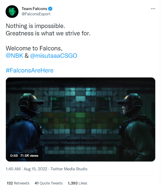 【CS:GO】Falcons正式官宣NBK-和misutaaa加盟-第1張