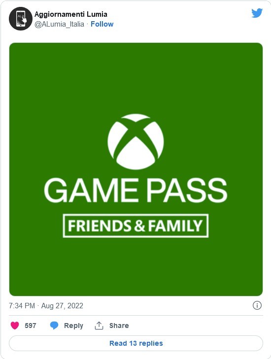 【主机游戏】微软Xbox Game Pass家庭订阅计划品牌已经泄露-第1张