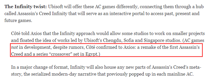 【PC游戏】育碧表示《刺客信条1：重制版》系谣言，目前并未开发-第1张